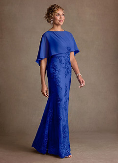 Azazie Amrita Mother of the Bride Dresses Royal Blue Mermaid Lace Chiffon Dress image2