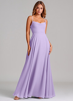 Azazie Elle Brautjungfernkleider Eine Linie Plissee Chiffon Kleid Flieder image3