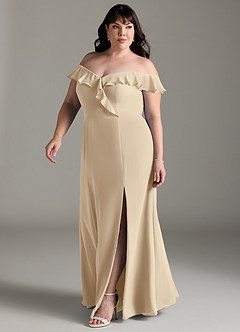Azazie Sophie Jurken voor bruidsmeisjes Converteerbaar Jurk van Chiffon met A-Lijn Off the Shoulder Champagne image8