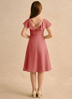 Azazie Narin Girls Formal Flower Girl Dresses Antique Rose A-Line with Sleeves Chiffon Dress image2