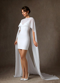 Azazie Caity Wedding Dresses Diamond White Sheath Stretch Satin Dress image1