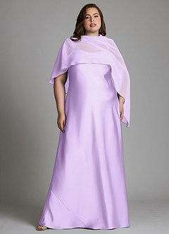 Azazie Jaleesa Robes de demoiselle d'honneur Robe Fourreau en Satin extensible Col haut Lilas image7