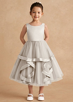 Azazie Posy Flower Girl Dresses Frost A-Line Beaded Tulle Dress image1