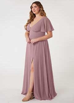 Azazie Kimber Bridesmaid Dresses Dusty Rose A-Line Flounce Sleeve Chiffon Dress image7