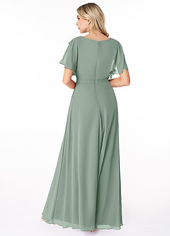 Azazie Aaliyah Modest Bridesmaid Dresses A-Line Scoop Pleated Chiffon Floor-Length Dress image2