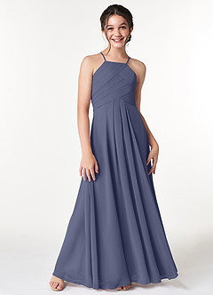 Azazie Ginger Junior Stormy A-Line Pleated Chiffon Dress image5