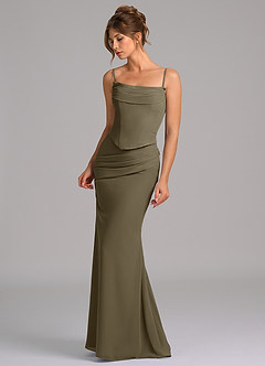 Azazie Sorrel Bridesmaid Dresses Willow Green Mermaid Corset Chiffon Dress image6