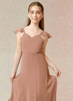 Azazie Everett Junior Champagne Rose A-Line Chiffon Dress image5