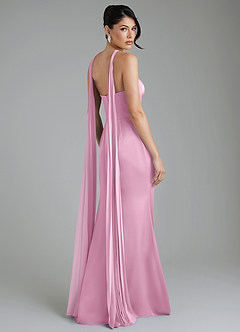 Azazie Tyler Robes de demoiselle d'honneur Robe Fourreau Convertible en Satin extensible Sans bretelles Rose Bonbon image2