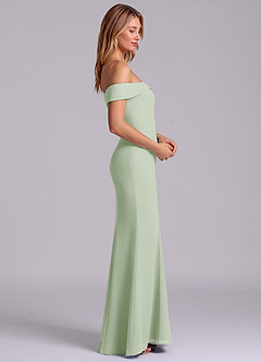 Azazie Luciana Brudtärnklänningar Klä av Tubklänning i Chiffong Av axeln Dusty Sage Konvertibel image6