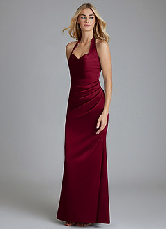 Azazie Minnow Final Sale Burgundy Mermaid Sweetheart Neckline Stretch Satin Dress image5