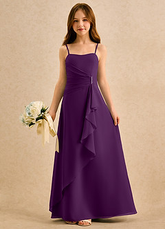Azazie lolly Girls Formal Robe Demoiselle D'honneur Fillette Robe Trapèze en Mousseline de soie Plissée Grain De Raisin image3