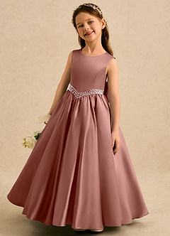 Azazie Heartsong Flower Girl Dresses Cedar Rose Ball-Gown Bow Matte Satin Dress image2
