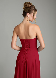 Azazie Gabriela Bridesmaid Dresses Scarlet A-Line Corset Chiffon Dress image11