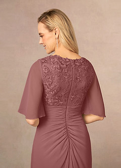 Azazie Carson Kleider für die Brautmutter A-Linie V-Hals Spitze Chiffon Kleid Wüstenrose image5