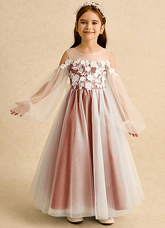 Azazie Zimi Flower Girl Dresses Cinnamon Ball-Gown Sweetheart Neckline Tulle Dress image2