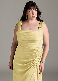Azazie Jesaphine Brudtärnklänningar Klänning av Tubklänning i Stretch Satin Rosett Citronsorbet image12