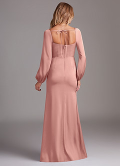 Azazie Charissa Brautjungfernkleider Etui Langarm Stretch-Satin Kleid Rosettenrosa image8