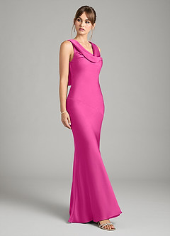 Azazie Rylina Bridesmaid Dresses Fuchsia Mermaid Stretch Satin Dress image5
