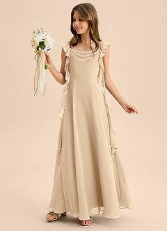 Azazie Carmin Junior Klä av A-Line i Chiffong Rynkad image3