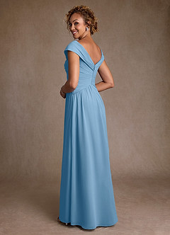 Azazie Myrtle Mother of the Bride Dresses Steel Blue A-Line Pleated Chiffon Dress image2