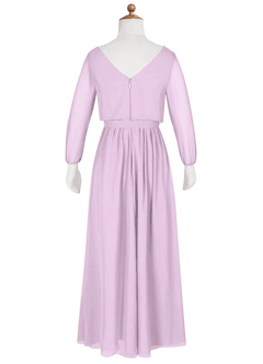 Azazie Angelica Junior Frosted Lilac A-Line Pleated Chiffon Dress image9