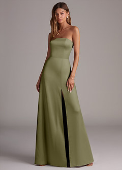 Azazie Wren Bridesmaid Dresses Pistachio A-Line Strapless Stretch Satin Convertible Dress image1
