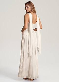 Azazie Tierney Bridesmaid Dresses White Alabaster A-Line Strapless Chiffon Convertible Dress image4