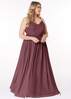 Azazie Cora Bridesmaid Dresses Sangria A-Line Pleated Chiffon Dress image17