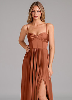 Azazie Akiko Bridesmaid Dresses Cedar Rose A-Line Sweetheart Neckline Stretch Satin Dress image8