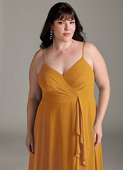 Azazie Akita Bridesmaid Dresses Butterscotch A-Line Chiffon Dress image9