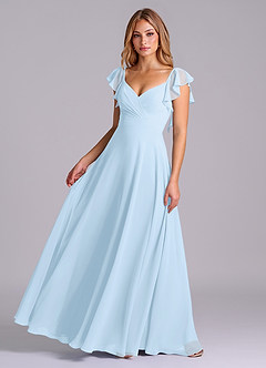 Azazie Leilani Bridesmaid Dresses Sky Blue A-Line Pleated Chiffon Dress image1