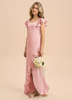 Azazie Demi Junior Robe Sirène en Satin extensible Arc Rose Poudré image4