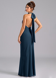 Azazie Velli Bridesmaid Dresses Dark Navy Mermaid High Neck Chiffon Dress image7