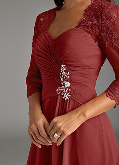 Azazie Devereaux Mother of the Bride Dresses Rust A-Line Lace Chiffon Dress image5