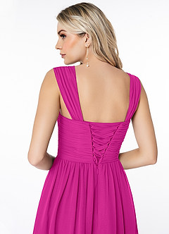 Azazie Angie Brautjungfernkleider A-Linie Korsett Chiffon Kleid Fuchsia image3