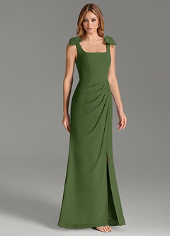 Azazie Adalynn Bridesmaid Dresses Olive Mermaid Pleated Chiffon Dress image4