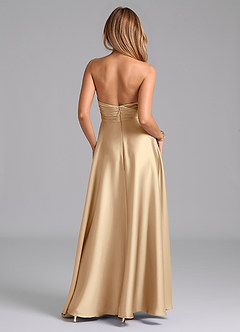 Azazie Tessie Brautjungfernkleider A-Linie Plissee Stretch-Satin Kleid Champagner image2