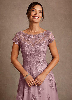 Azazie Jolanda Suknie dla Matki Panny Młodej Linia A Koronka Sznurówka Długość herbaty Sukienka image5