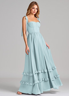 Azazie Anastacia 신부 들러리 드레스 A라인 스윗하트 네크라인 쉬폰 바닥 길이 드레스 image4