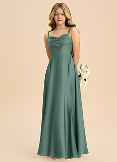 Azazie Bear Junior Abito A-Line in Raso Elasticizzato Scollo a Cuore Eucalipto image6