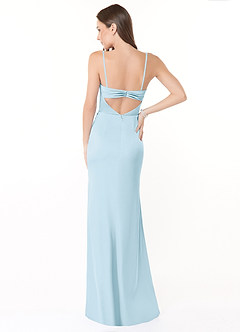 Azazie Leonis Bridesmaid Dresses Sky Blue Mermaid Pleated Stretch Satin Convertible Dress image3