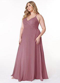 Azazie Davis Bridesmaid Dresses Vintage Mauve A-Line V-Neck Chiffon Dress image9