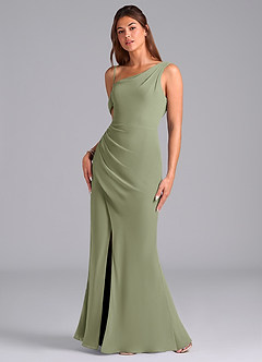 Azazie Madelyn Bridesmaid Dresses Pistachio Mermaid One Shoulder Chiffon Convertible Dress image5