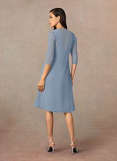 Azazie Olivia Mother of the Bride Dresses Dusty Blue A-Line Square Neckline Pleated Chiffon Dress image2