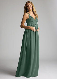 Azazie Emree vestidos de dama de honor de maternidad Vestido de Corte En A Hasta el suelo Gasa image2