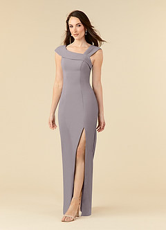 Azazie Ellen Final Sale Dusk Sheath Side Slit Stretch Crepe Dress image3