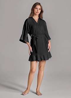 front Szlafrok i halka w pasującym kolorze, 2-częściowy, z falbankami i miękkim wzorem w chmurki