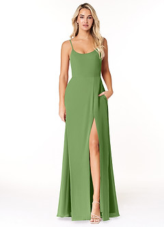 Azazie Moira Bridesmaid Dresses Basil A-Line Scoop Chiffon Dress image1