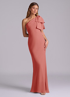 Azazie Yuanna Bridesmaid Dresses Antique Rose Mermaid One Shoulder Chiffon Dress image3